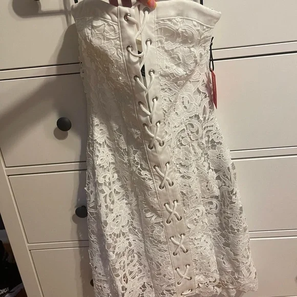 chinese dress ladies Forever 21 Nude Maxi Dress with White Embroidered Lace- Size S  The Saved  Collection